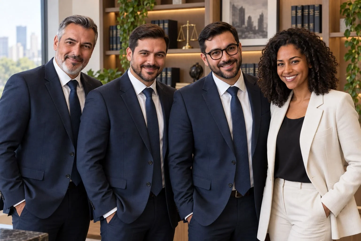 Retrato dos quatro integrantes do escritório
